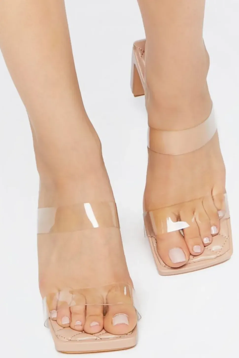 Dual-Strap Vinyl Quilted Heels