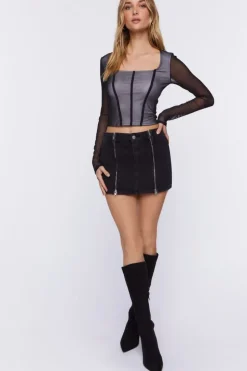 Dual Zipper Micro Mini Skirt
