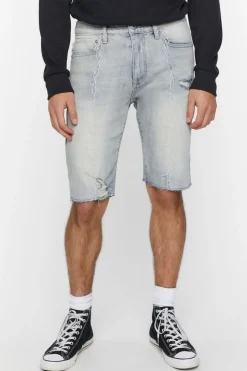 Embroidered Barbed Wire Denim Shorts