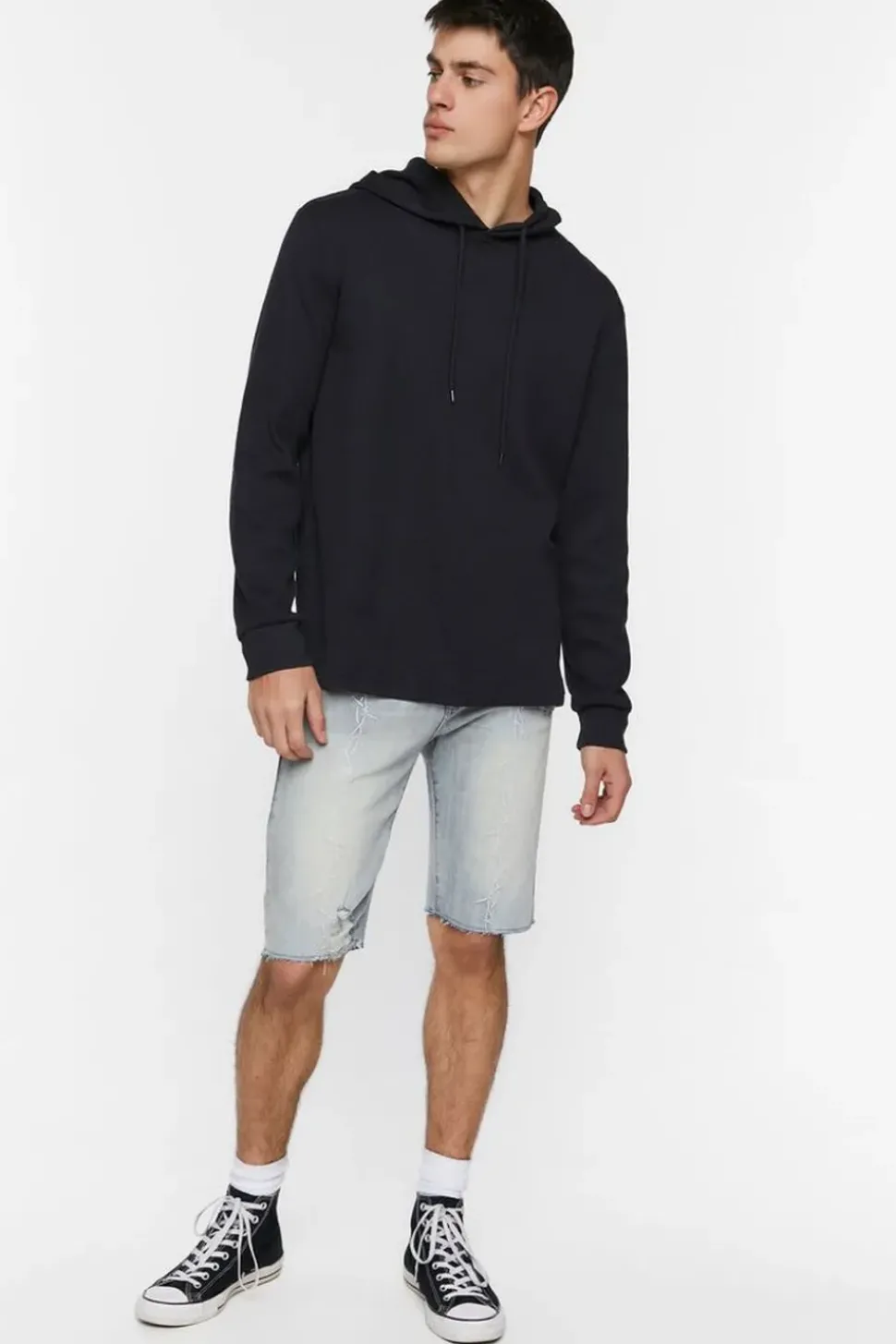 Embroidered Barbed Wire Denim Shorts