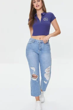 Embroidered Beverly Hills Crop Top