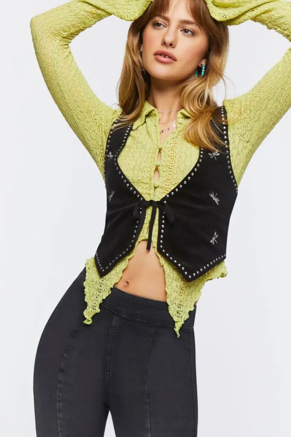 Embroidered Dragonfly Vest