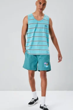 Embroidered Earth Striped Tank Top