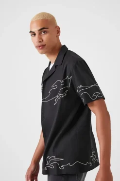 Embroidered Flame Shirt