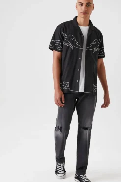 Embroidered Flame Shirt