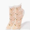 Embroidered Floral Mesh Crew Socks