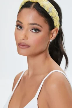 Embroidered Floral Mesh Headband