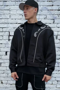 Embroidered Paisley Bomber Jacket