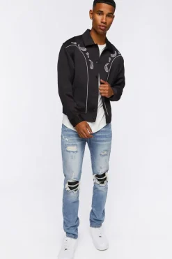 Embroidered Paisley Bomber Jacket
