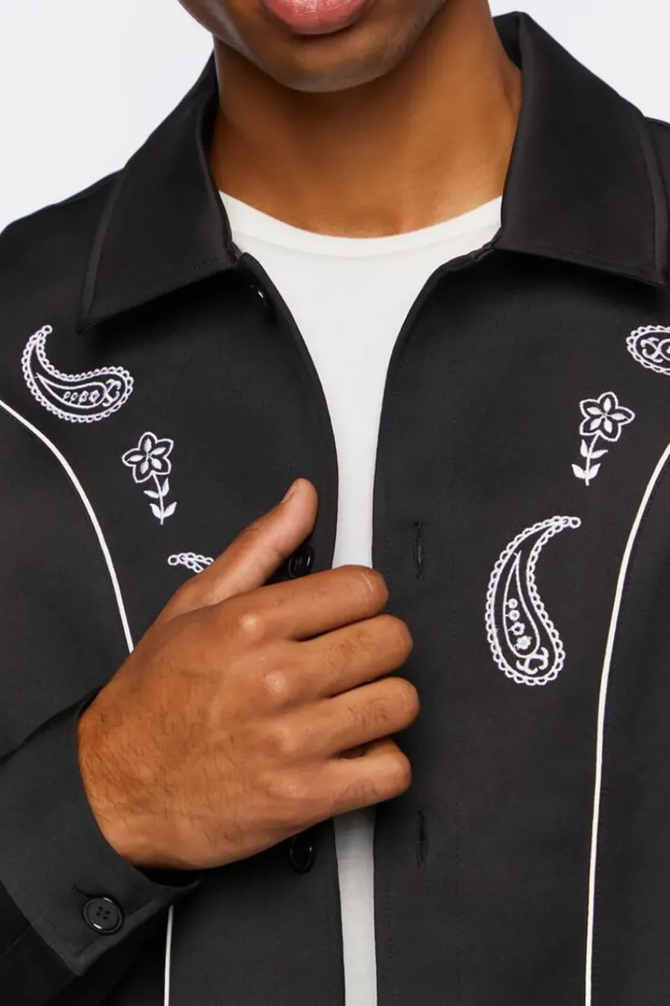 Embroidered Paisley Bomber Jacket