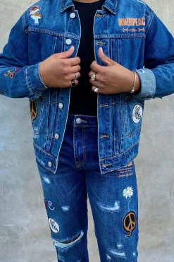Embroidered Peace Denim Jacket