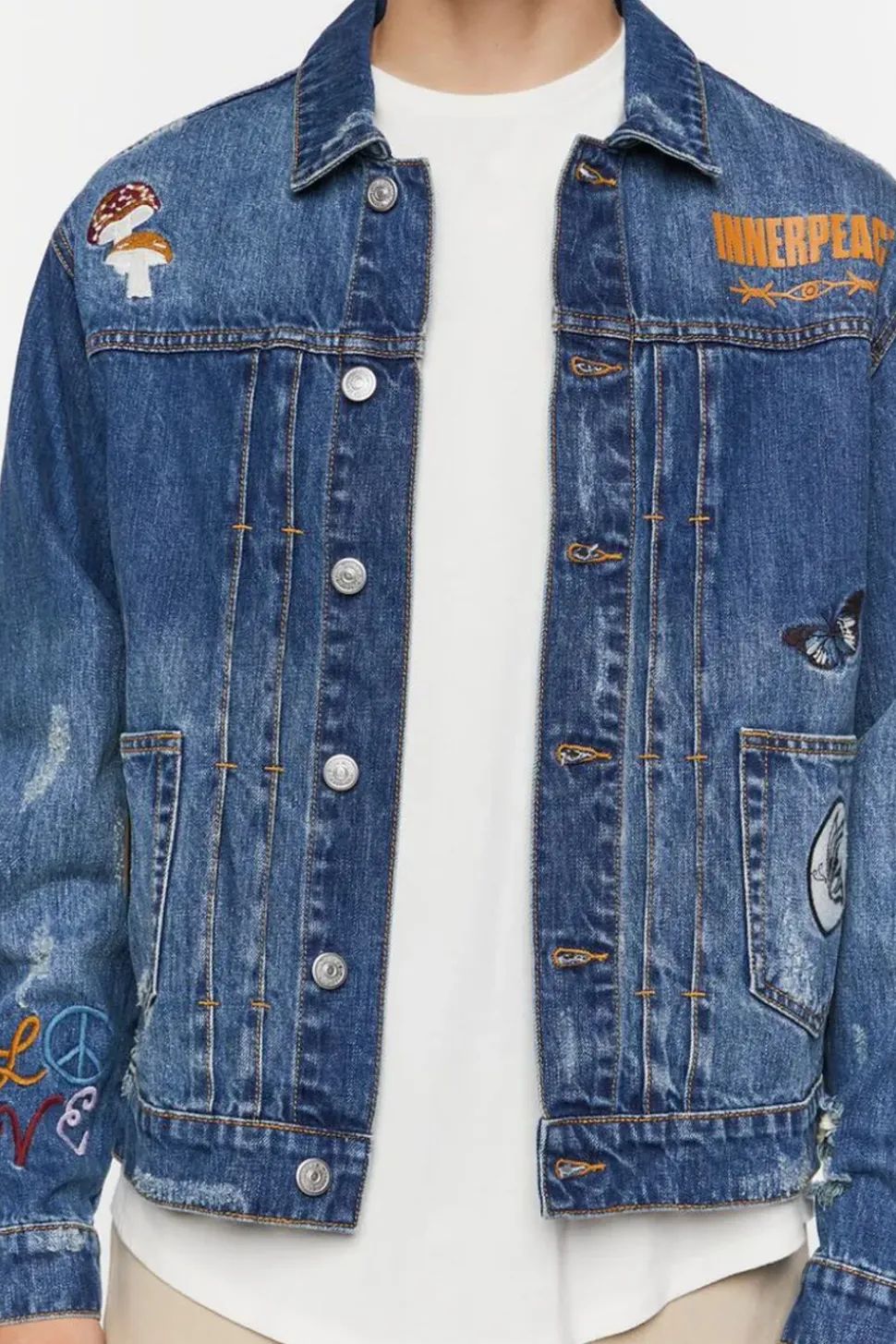 Embroidered Peace Denim Jacket