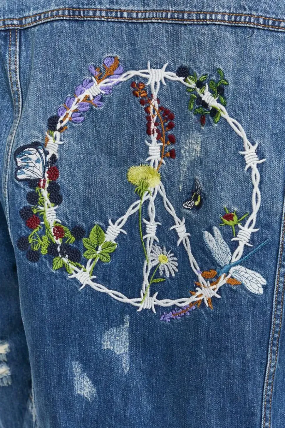 Embroidered Peace Denim Jacket