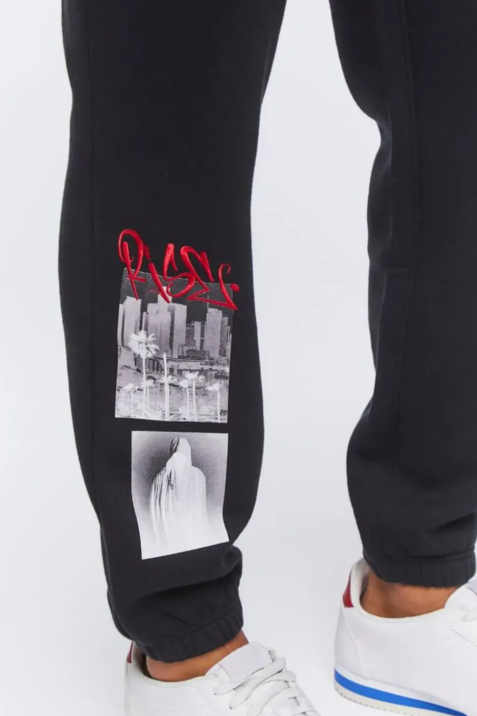 Embroidered Rise Graphic Joggers
