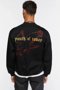 Embroidered Rose Bomber Jacket
