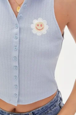 Embroidered Sleeveless Polo Shirt