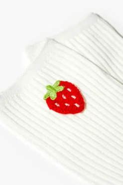 Embroidered Strawberry Crew Socks