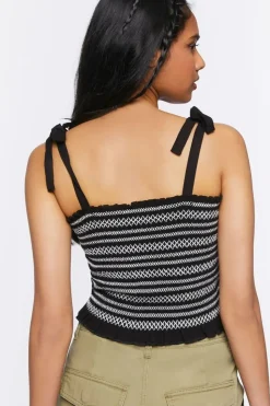 Embroidered Tie-Strap Crop Top