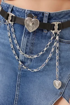 Etched Heart Faux Leather Belt