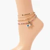 Evil Eye Charm Chain Anklet Set