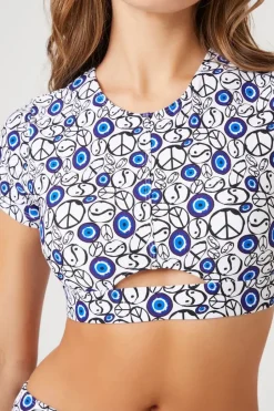 Evil Eye Rash Guard Swim Top