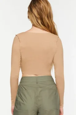 Exposed Seam Long-Sleeve Crop Top