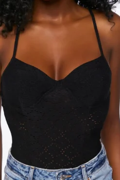 Eyelet Bustier Cami Bodysuit