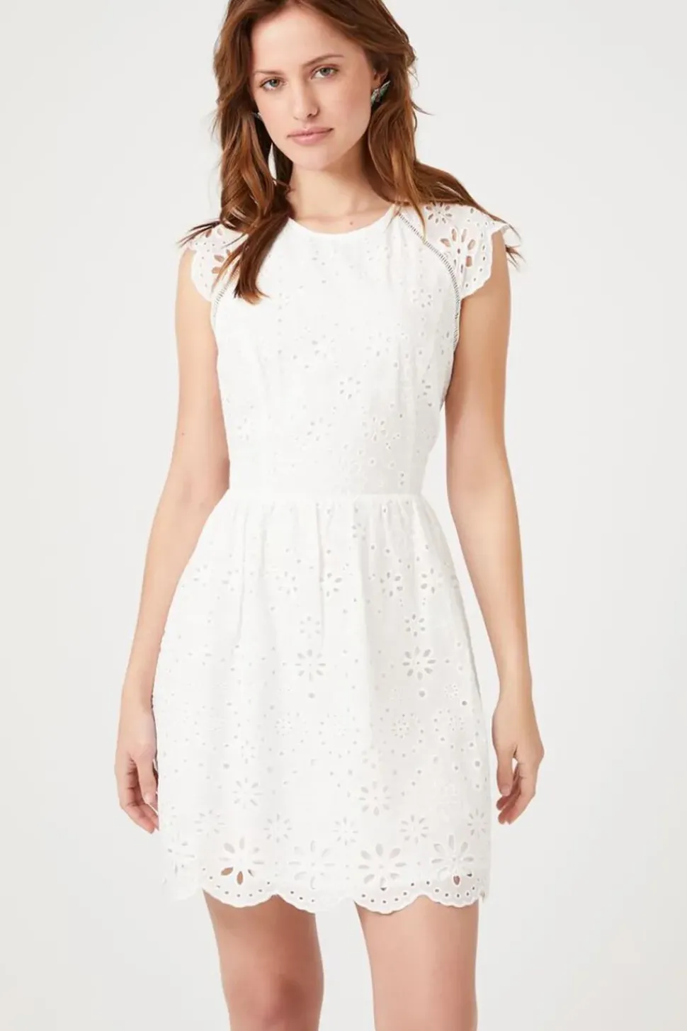 Eyelet Fit & Flare Mini Dress