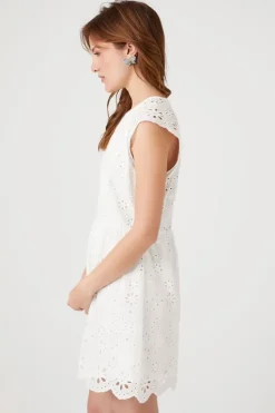 Eyelet Fit & Flare Mini Dress