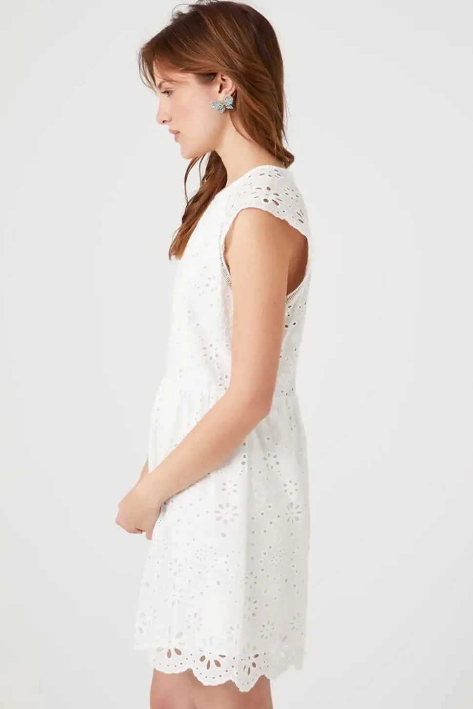 Eyelet Fit & Flare Mini Dress