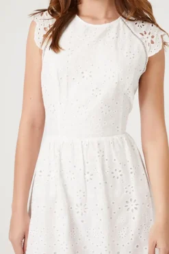Eyelet Fit & Flare Mini Dress