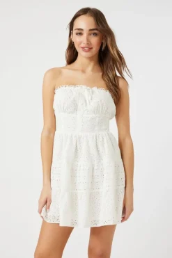 Eyelet Strapless Mini Dress