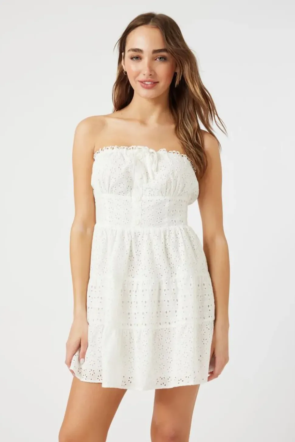 Eyelet Strapless Mini Dress