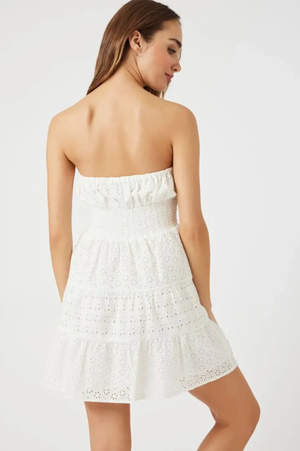 Eyelet Strapless Mini Dress