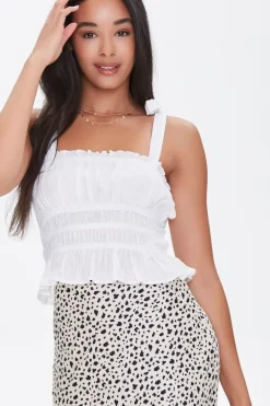 Eyelet Tie-Strap Crop Top