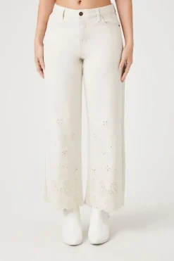 Eyelet Wide-Leg Jeans