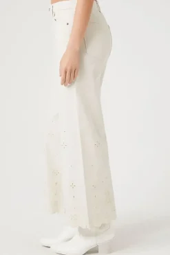 Eyelet Wide-Leg Jeans