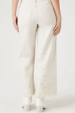 Eyelet Wide-Leg Jeans