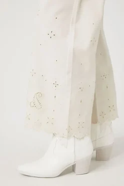 Eyelet Wide-Leg Jeans