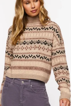 Fair Isle Mock Neck Sweater
