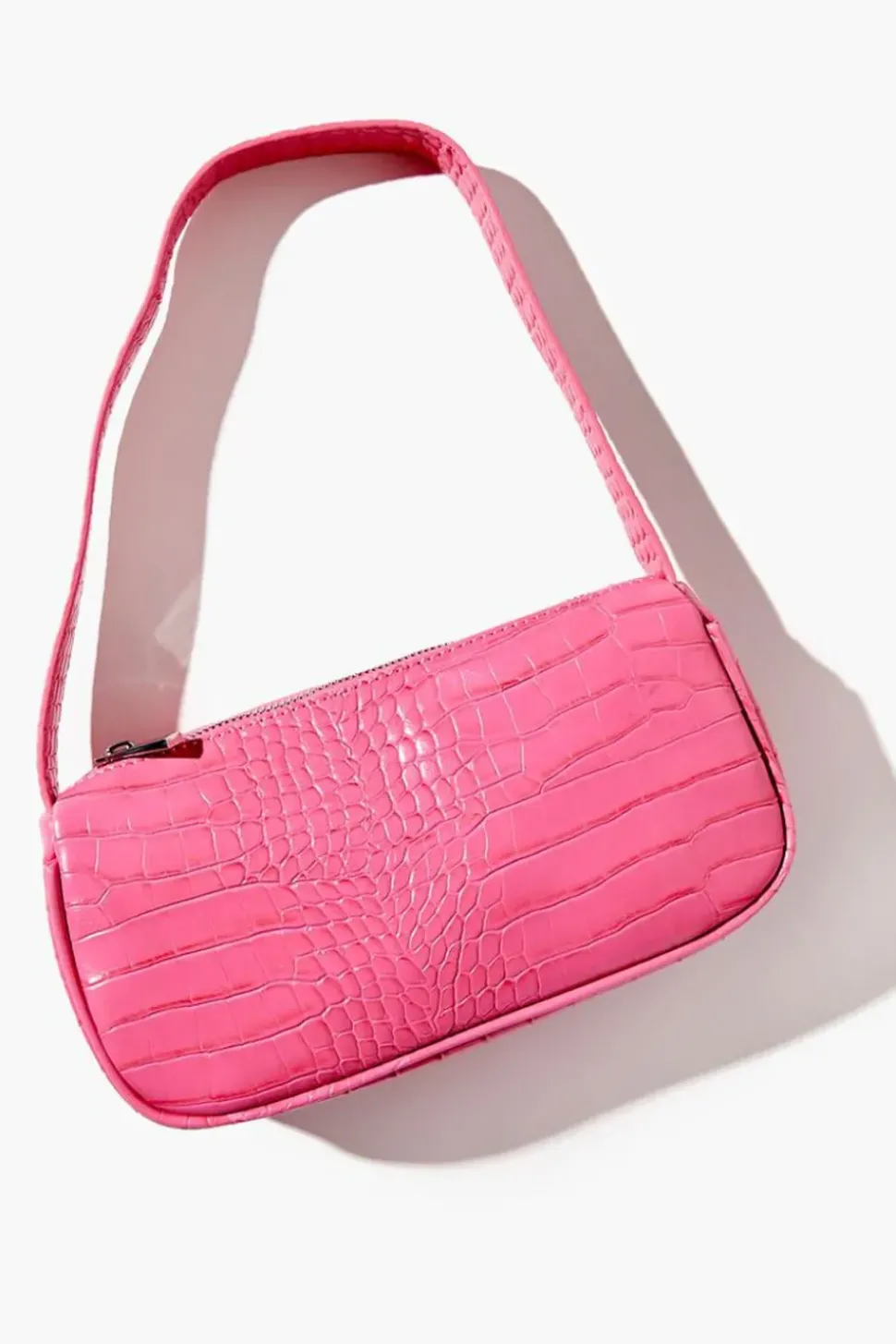 Faux Croc Baguette Bag