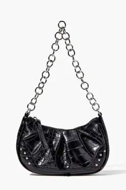Faux Croc Baguette Chain Bag