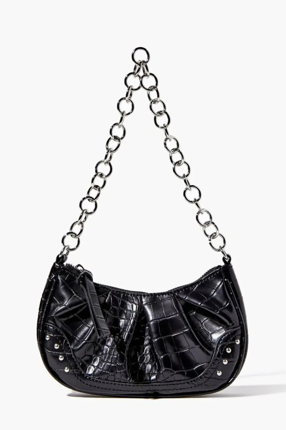 Faux Croc Baguette Chain Bag