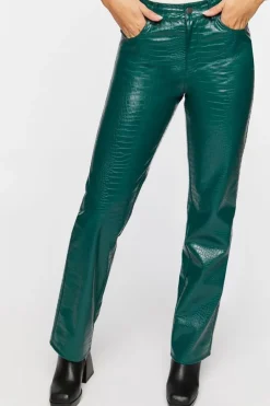 Faux Croc Bootcut Pants