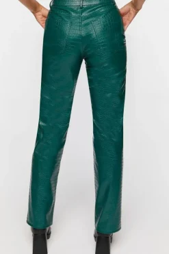 Faux Croc Bootcut Pants