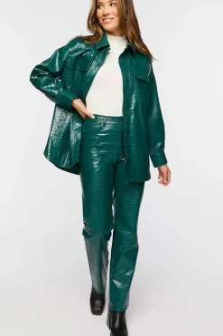 Faux Croc Bootcut Pants