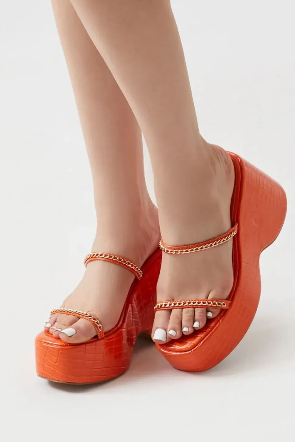 Faux Croc Chain Wedges