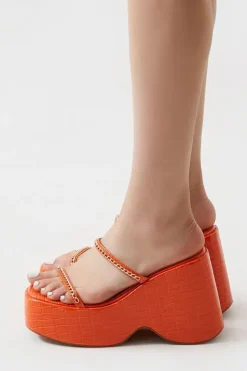 Faux Croc Chain Wedges