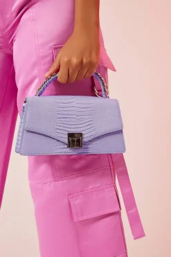 Faux Croc Crossbody Bag