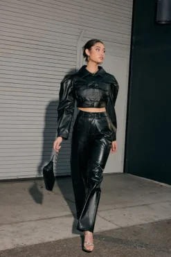 Faux Croc High-Rise Pants